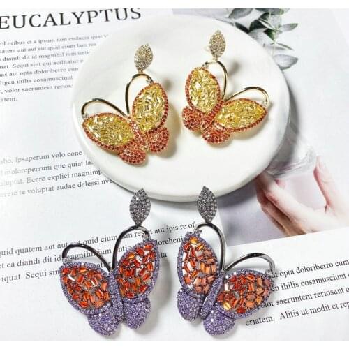 Bilincolor Purple Butterfly Drop Earring for Women Jewelry