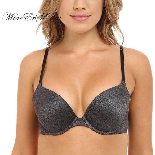 MiaoErSiDai Women Shirt Bra Sexy Grey Shine Push Up Bra Intimates B Cup