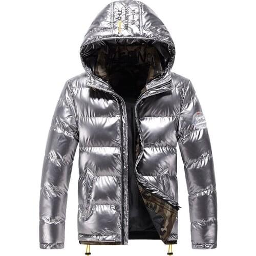 2021 Winter Warm Mens Bright Jackets And Coats With Hood Lined Thick Thermal Parkas Shinny Windbreaker Outerwear Big Size M-4XL