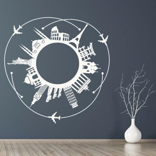 Landmark Wall Decal Paris Travel Around The World New York Rome Creative Mural Vinyl Window Stickers Living Room Home Decor M869