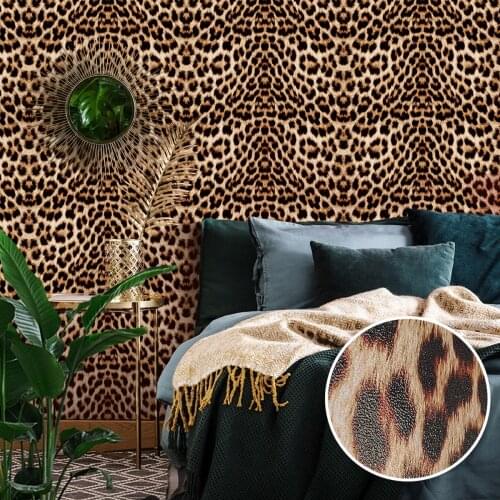 1 Roll Leopard Grain Leather Effect Peel and Stick Wall Sticker Self Adhesive Wallpaper Wall Decal Bedroom Decor