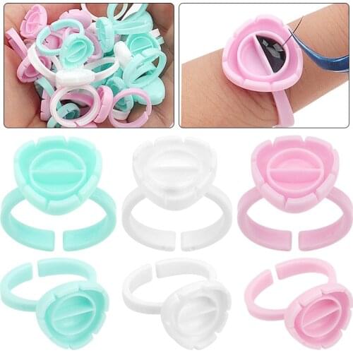 100 PCS Disposable Tattoo Ink Glue Ring Cup Eyelashes Extension Tattoo Pigment Holder Pallet Makeup Nail Art Adhesibve Tool Kit