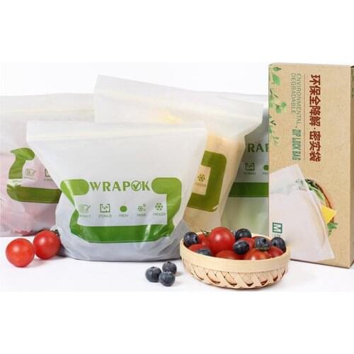 20/50PCS Food Storage Bag Reusable Freezer Bag PE Ziplock Bag Leakproof Top Zero Waste Kitchen Organizer Fresh Bag For Kitchen