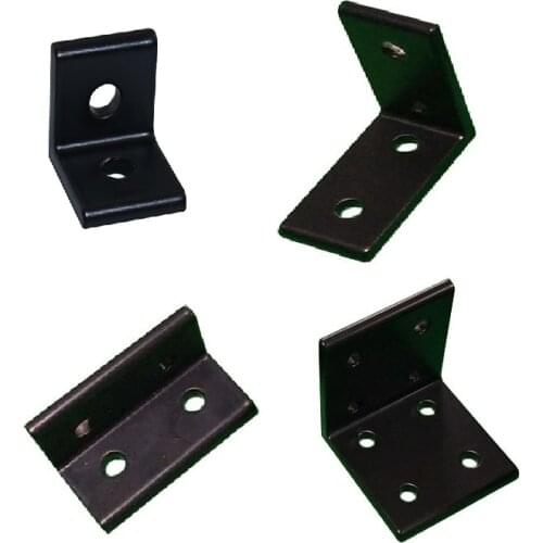 5PCS 1515 2020 3030 4040 Black Brackets Corner Fitting Angle Aluminum L Connector For Connector Aluminium Profile CNC Router