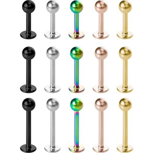 5PCS Surgical Steel Helix Earring Tragus Cartilage Piercing Lip Ring Labret Barbell Monroe Studs Piercing Jewelry for Women 16G