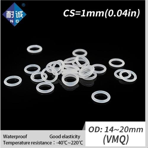 5PCS/lot Silicone rubber o-ring VMQ CS 1mm OD14/15/16/17/18/19/20mm O Ring Gasket Silicone O-ring waterproof
