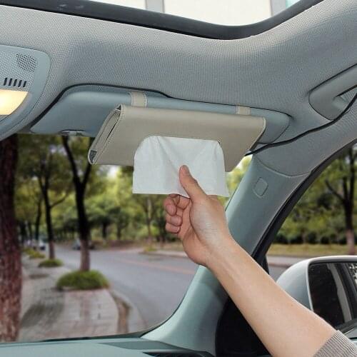 PU Leather Tissue Box Auto Clip Holder Paper Napkin Accessories for Home Car Office Decor