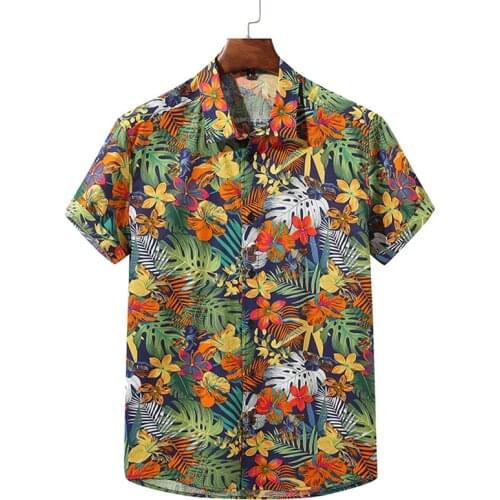 Flower Shirts Men Short Sleeve Print Casual Mens Aloha Shirt Beach Holiday Hawaiian Camisas Summer Brand Cosy Floral Camisa