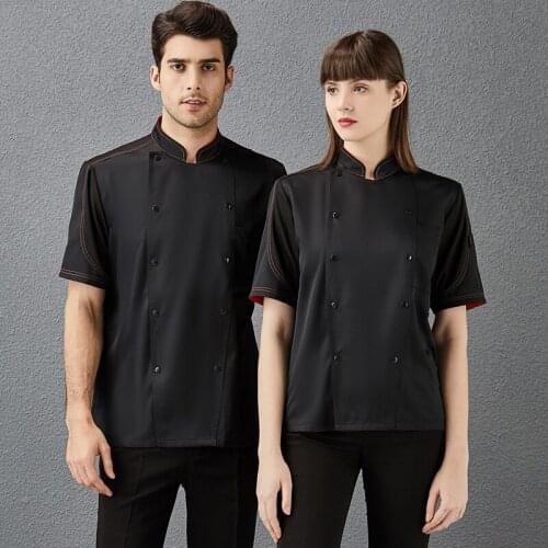 Breathable Mesh Chef Uniform Bakery Hotel Food Service Kitchen Jacket Unisex Short Sleeve Cooking Cook Coat Barber Shop Workwear