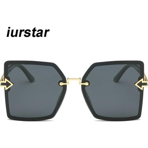 Iurstar Luxury Designer Sunglasses For Women Fashion Wrap Sunglass Frameless Coating Mirror Lens Carbon Fiber Legs Summer