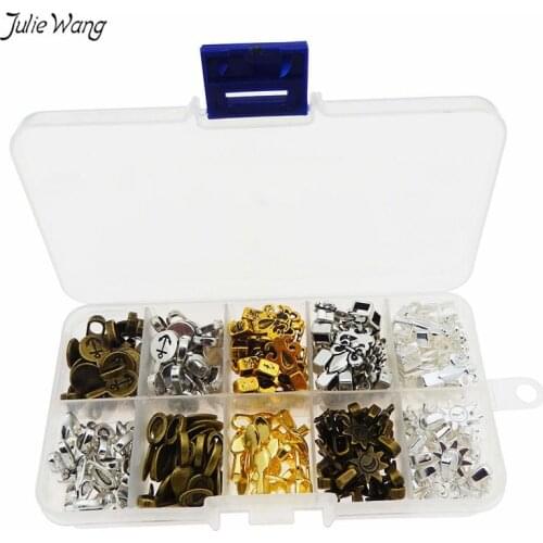 Julie Wang 200pcs/box Mixed Color Zinc Alloy Cute Charms Multi size Glue On Bail Pendant For Necklace Jewelry Making Accessory