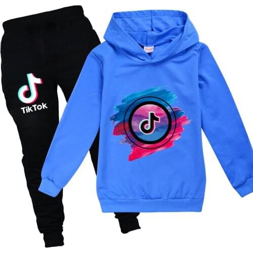 TIK TOK Spring Autumn Long Sleeve Sweatshirt + Pants 2 PCS Set Baby Girl Cartoon Clothes Boy Clothing Hoodies Suits