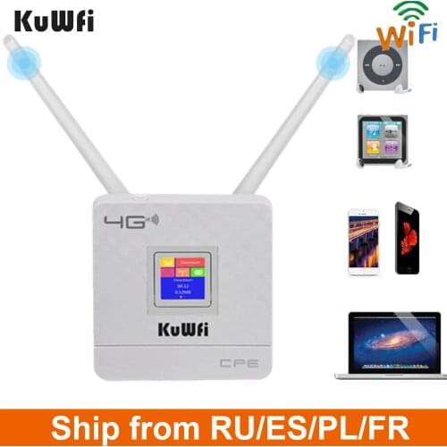 KuWFi Unlocked 4G Router CAT4 150Mbps 3G/4G LTE Wifi Sim Card Router Home Wireless CPE Support 10Users Europe Version