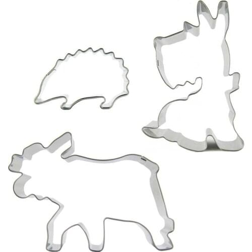 Small Hedgehog, Dragon, Cattle shaped 3 pieces biscuit cutting molds, baking tools, cake decorating soft candy tools