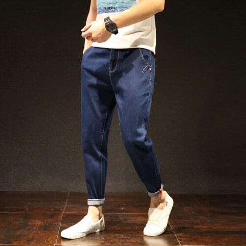 Trendy Harem pants 2020 autumn winter new jeans mens Warm Loose casual elastic Denim Trousers dark blue clothing high-quality