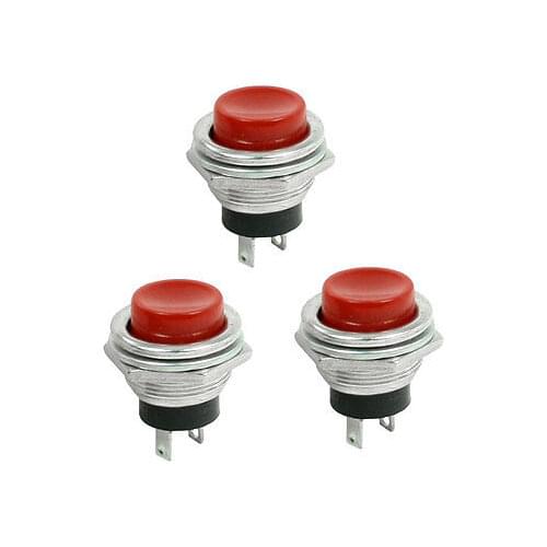 Momentary SPST NO Red Round Cap Push Button Switch AC 3A/125V