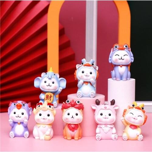 Cartoon creative animal blind box new year mascot lucky animal dolls handmade craft car decor cake decoration accessories
