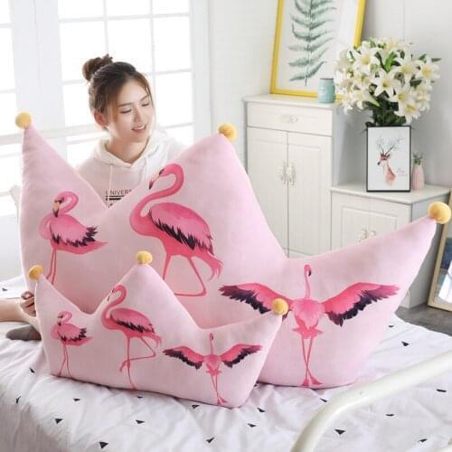 Soft Baby Room Sofa Cushion Flamingo Crown Home Travel Pillows Kids Room Decorative Toys Baby Girl Birthday Gift