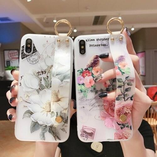 3D Relief Phone Cases For iphone 12 7 8 6 6s plus 11 Pro Max X Xs max XR se Flower Soft Silicone Wristband Cover