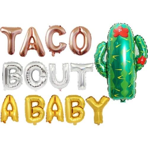 16 inch taco bout a baby letter balloon set golden silver rose gold Mexican food festival party decoration balloon set