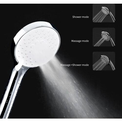 Shower Head Three Functions ABS Plating High Quality Silica Gel Round Self Cleaning Nozzle Bathe High Water Pressure Rain Shower