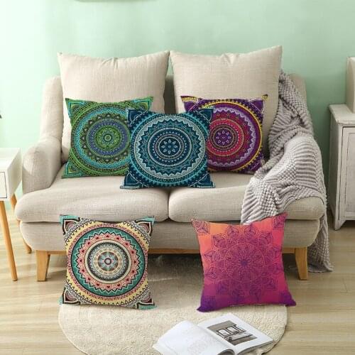 Pillowcases Bohemian Style 20 Patterns Printed Microfiber Soft Throw Pillow Cover for Sofa/Office/Bedroom Home Decor 45*45cm 1Pc