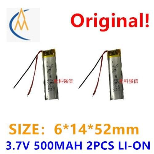 2PCS New full capacity 3.7V polymer lithium battery 601452 500mah MP3 Bluetooth headset / device / mini led toy model Walkman
