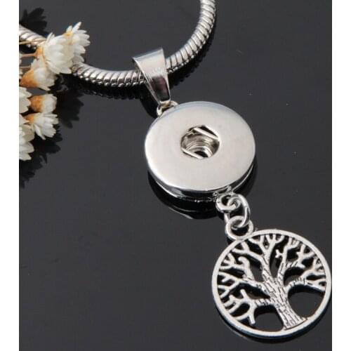 Wholesale 10pcs Diy 18mm Snap Button Pendant With Hollow Leaf Tree Metal Charm For Diy Diy Snap Necklace Jewelry 14styles