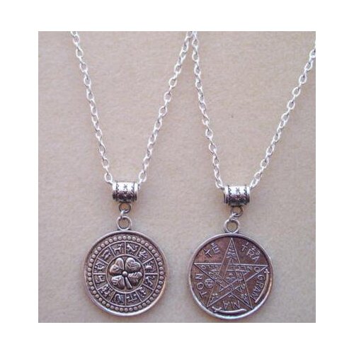 Witchcraft Pentagram Zodiac Necklace Pendant Vintage Silver Charm Chain Choker Statement Necklace Women Jewelry Gift Accessories