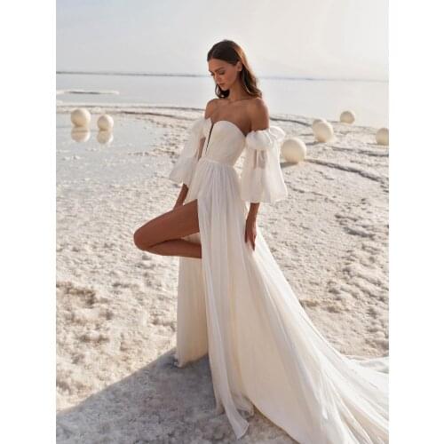 Wedding Dress 2021 Big Womens Bridal Dresses Scoop Half Sleeves Applique Glitter Tulle A Line Wedding Gowns