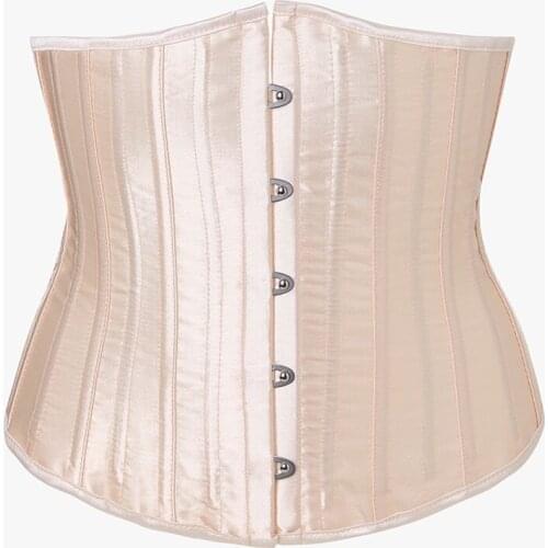 Women High quality Corset Satin Under Bust Bandage Sexy Metal Button Clips Waist Slimming Underbust Bustiers Female Lingeries
