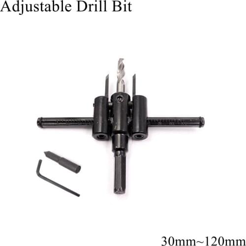30mm ~ 120mm Adjustable Drill Bit Circle Hole Saw Core Cutter Set Cutting Kit Drilling Bits Tool Wood Woodworking Plastic Gypsu