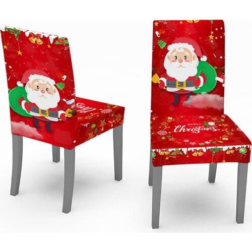 Christmas Chair Covers Elastic Seat Printed Stretch Slipcovers Waterproof Removable High Back for Banquet Party Home Decoration