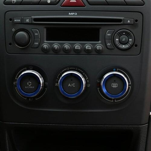 3PCS Aluminum Alloy Material Manual Air Conditioning Knob Decorative Ring for Peugeot 308 2012 2013 2414 2015 Accessories