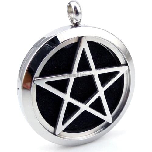 With chain gift Pentagram (30mm) Essential Oils Diffuser Locket Aroma Jewelry with Pads drop shipping