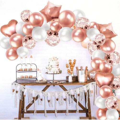 Silver gold blue birthday party decoration balloon arch garland kit latex confetti balloon aluminum foil stars balloon tape stri