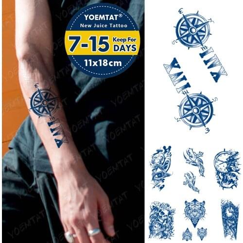 Juice Ink Lasting Waterproof Tattoo Stickers Eye Compass Cross Clock Flash Full Tattoos Totem Arm Body Art Fake Tatto Men Women