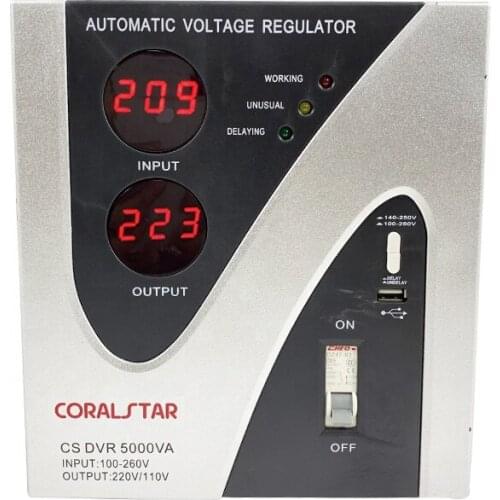 CORALSTAR Relay type stabilizer 5000W single phase Input voltage & Output voltage