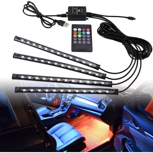 Car Led Strips Lights 36/48/72 Ambient RGB LED Lights USB 12V Auto Interior Decorative Lamp APP Wireless Remote Mode