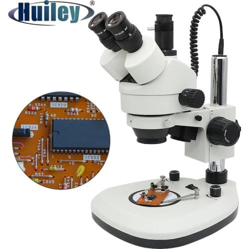 Trinocular Stereo Microscope Top Bottom LED Light Source 7X-45X Zoom Microscope WF10X Eyepiece Soldering Tool Phone PCB Repair