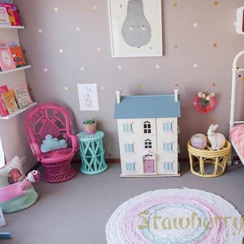 European Home Decoration Decor Golden Polka Dots Nordic Wall Stickers Scandinavian Bedroom Kids Room Decor Children Style ART