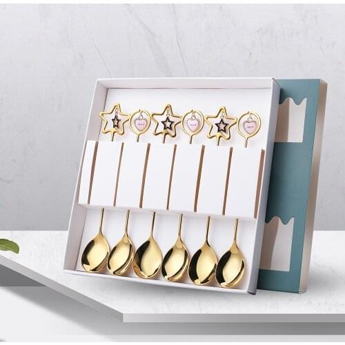 V Stainless Steel Creative Spoon Christmas Spoon Dessert Spoon Fruit Fork Set Exquisite Gift coffee spoon