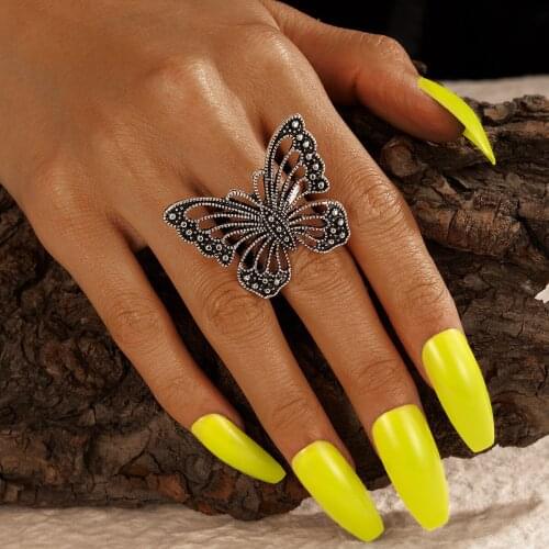 Vintage Butterfly Rings For Women Bohemian Vintage Metal Wedding Band Midi Finger Ring Female Minimalist Jewelry Gothic
