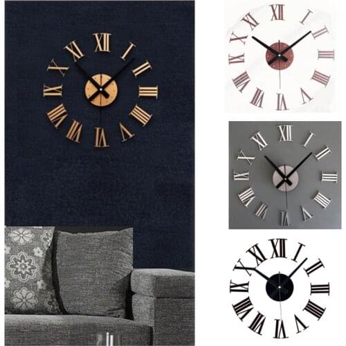 High quality Acrylic new fashion european rome diy stickers room wall clock personalized creative single clock safe wall watch