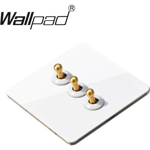 Wallpad White Stainless Steel Frame Toggle 3 Gang Switch Best Sellers Toggle Rocker Light Switch