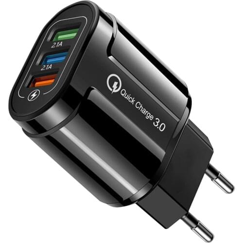 18W GaN USB Charger Quick Charge 3 ports QC3.0 PD Fast Charging Type C Charger For iPhone 12 Pro Samsung Xiaomi Macbook iPad