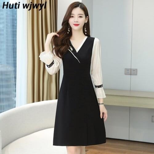 2021 Elegant Women Party Bodycon Vestidos Spring Autumn Vintage Black Midi Dress 3XL Plus Size Office Long Sleeve Satin Dresses