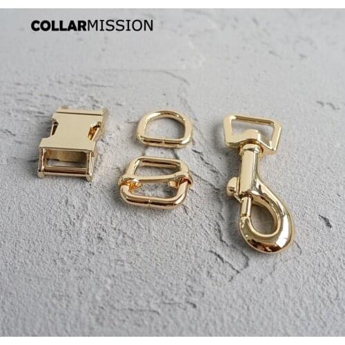 10pcs/lot (metal buckle+adjust buckle+D ring+metal dog clasp/set) DIY dog collar 15mm webbing accessory plated buckle 4 colors