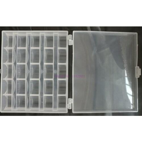 100pcs 25 Slots Empty Bobbins Spools Box Sewing Machine Bobbin Case Sewing Crafts Plastic Case Storage Box for Sewing Machine