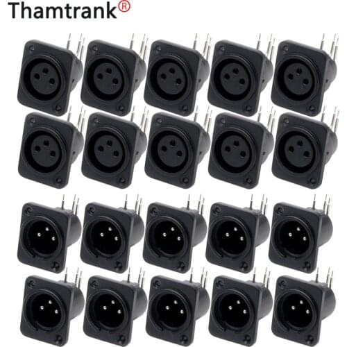 100pcs XLR 3 Pin Waterproof Female Socket&Male Plug Connecter Adapte for Power MIC microphone Connector